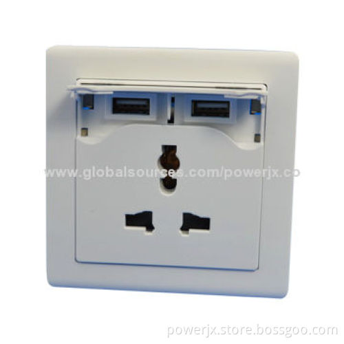 High-quality Multi-functional 2-USB Wall Plate/Socket, 220V Input Voltage